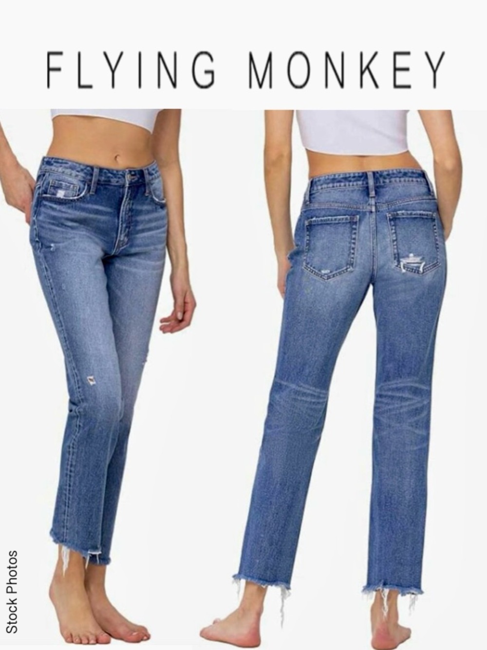 Flying Monkey High Rise Straight Jeans Cropped Straight Raw Hem F5209 (Size 29)
